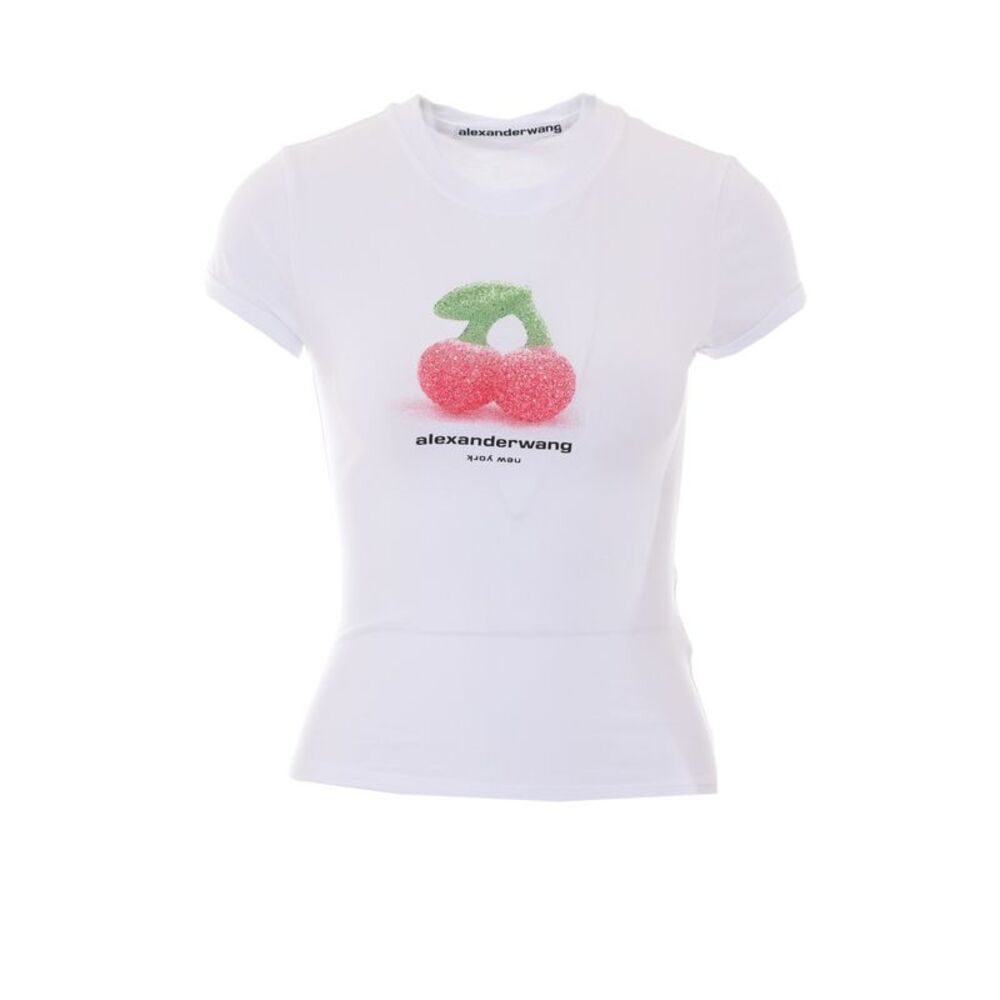 Alexander Wang Women Fitted Ringer T-Shirt With Cherry Print And Logo